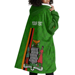 Personalised Zambia Independence Day Wearable Blanket Hoodie Kente Pattern