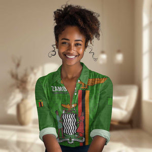 Personalised Zambia Independence Day Women Casual Shirt Kente Pattern