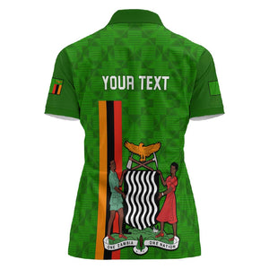 Personalised Zambia Independence Day Women Polo Shirt Kente Pattern