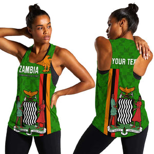 Personalised Zambia Independence Day Women Racerback Tank Kente Pattern