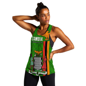 Personalised Zambia Independence Day Women Racerback Tank Kente Pattern