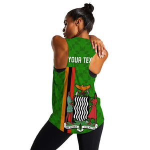 Personalised Zambia Independence Day Women Racerback Tank Kente Pattern