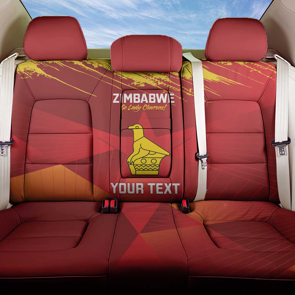 Custom Zimbabwe Cricket Back Car Seat Cover Go Lady Chevrons Grunge Style