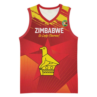 Custom Zimbabwe Cricket Basketball Jersey Go Lady Chevrons Grunge Style LT14