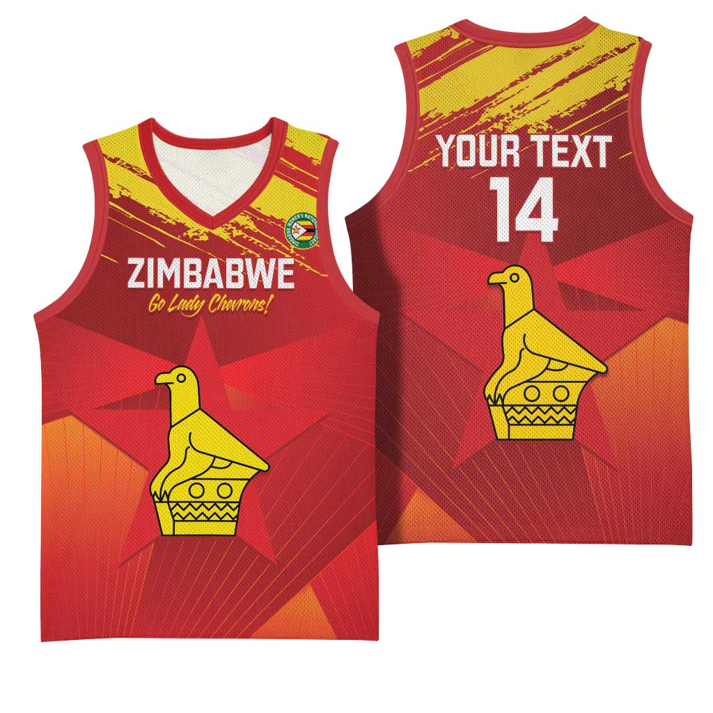 Custom Zimbabwe Cricket Basketball Jersey Go Lady Chevrons Grunge Style LT14