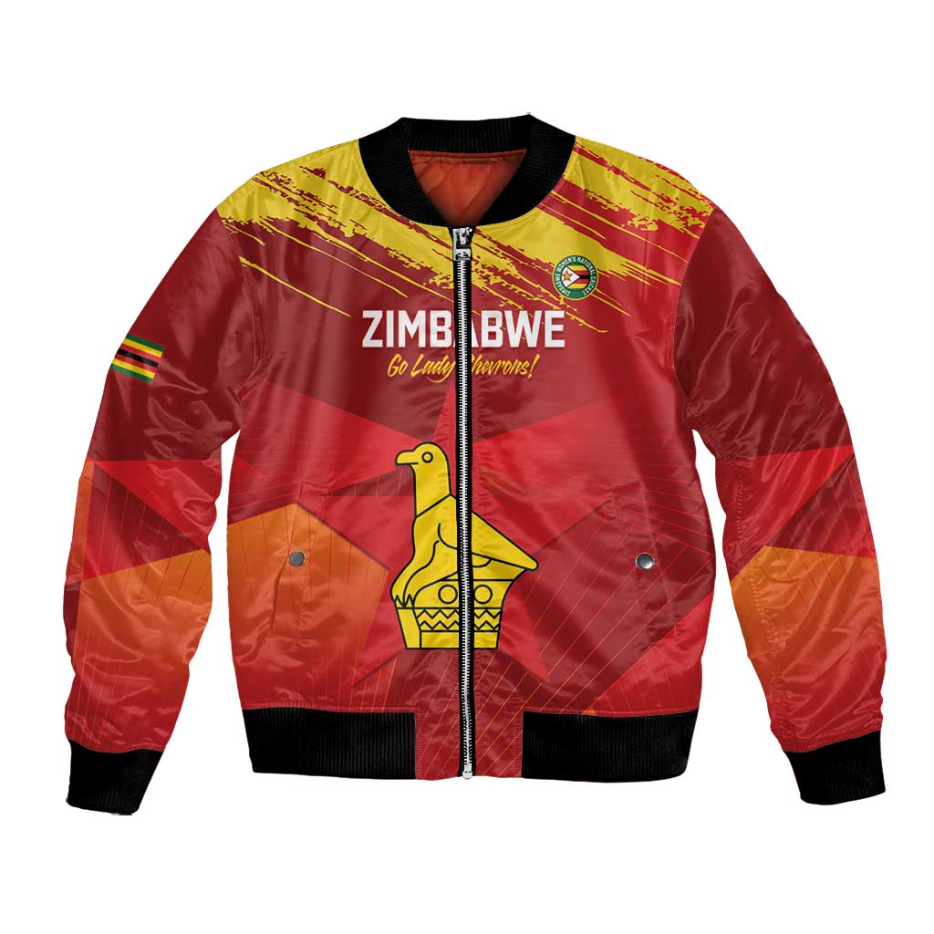 Custom Zimbabwe Cricket Bomber Jacket Go Lady Chevrons Grunge Style