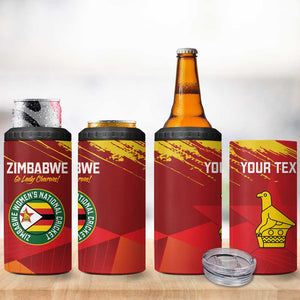 Custom Zimbabwe Cricket 4 in 1 Can Cooler Tumbler Go Lady Chevrons Grunge Style