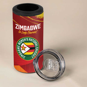 Custom Zimbabwe Cricket 4 in 1 Can Cooler Tumbler Go Lady Chevrons Grunge Style