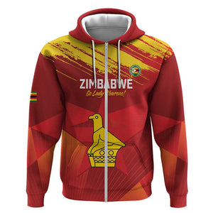 Custom Zimbabwe Cricket Hoodie Go Lady Chevrons Grunge Style