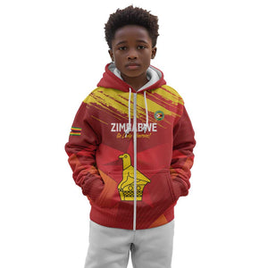 Custom Zimbabwe Cricket Kid Hoodie Go Lady Chevrons Grunge Style