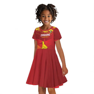 Custom Zimbabwe Cricket Kid Short Sleeve Dress Go Lady Chevrons Grunge Style