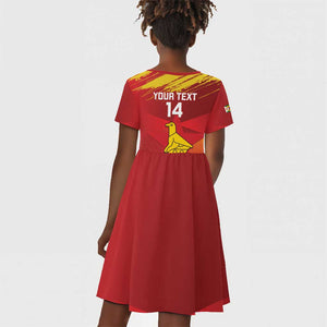 Custom Zimbabwe Cricket Kid Short Sleeve Dress Go Lady Chevrons Grunge Style