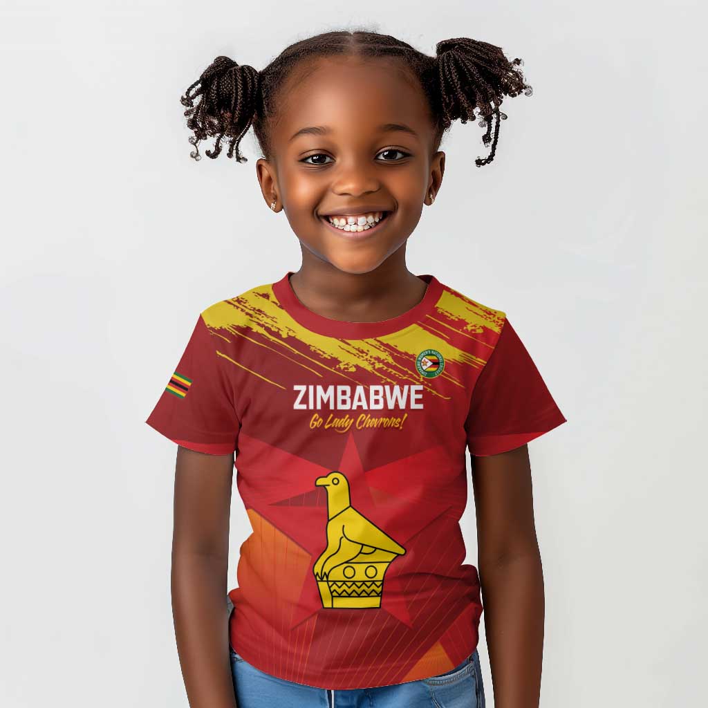 Custom Zimbabwe Cricket Kid T shirt Go Lady Chevrons Grunge Style