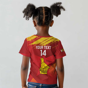 Custom Zimbabwe Cricket Kid T shirt Go Lady Chevrons Grunge Style