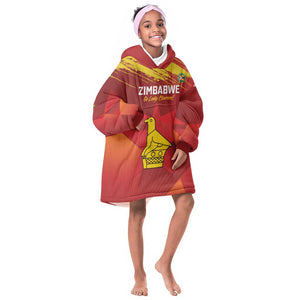 Custom Zimbabwe Cricket Kid Wearable Blanket Hoodie Go Lady Chevrons Grunge Style