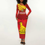 Custom Zimbabwe Cricket Long Sleeve Bodycon Dress Go Lady Chevrons Grunge Style LT14