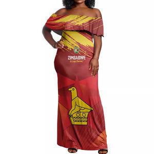 Custom Zimbabwe Cricket Off Shoulder Maxi Dress Go Lady Chevrons Grunge Style