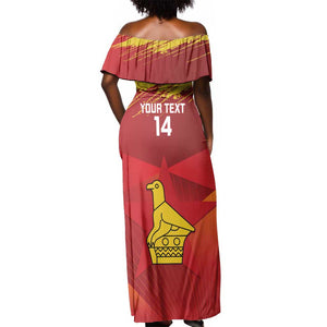 Custom Zimbabwe Cricket Off Shoulder Maxi Dress Go Lady Chevrons Grunge Style