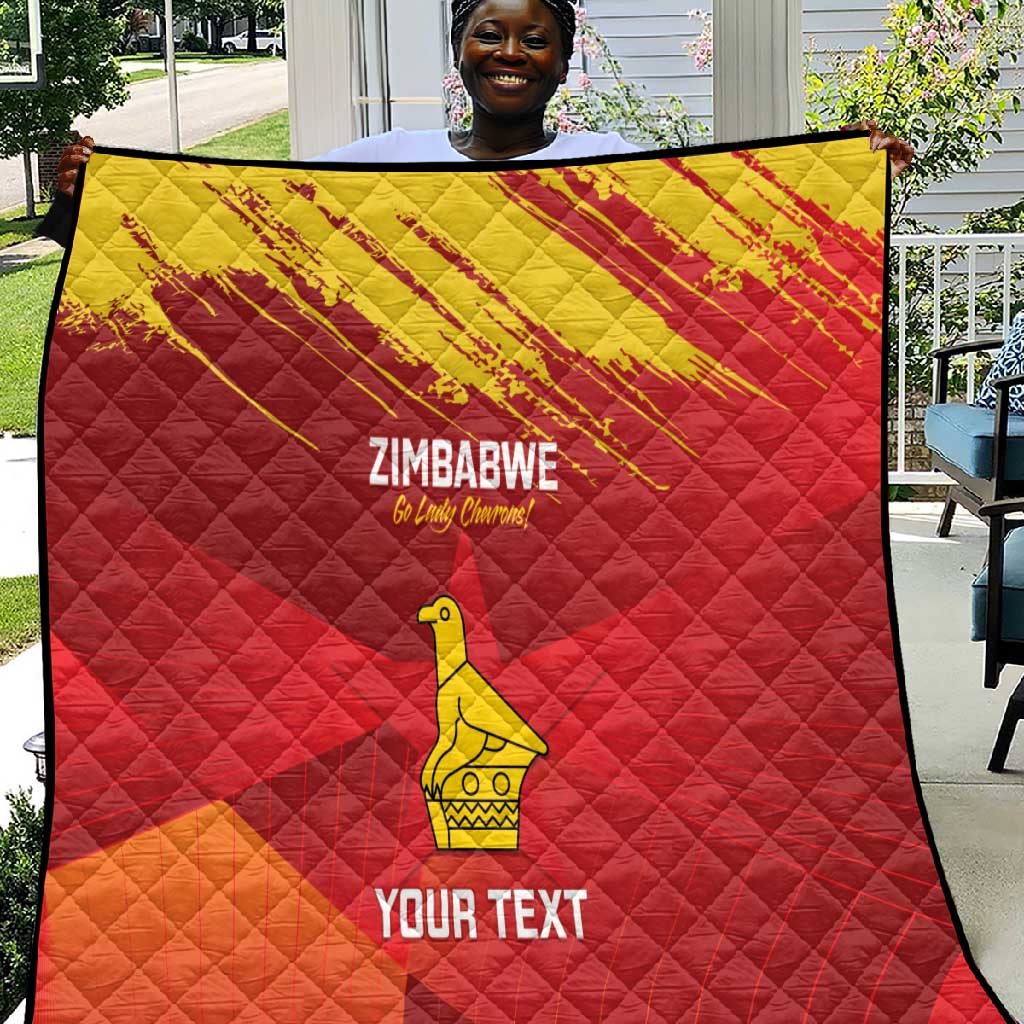 Custom Zimbabwe Cricket Quilt Go Lady Chevrons Grunge Style