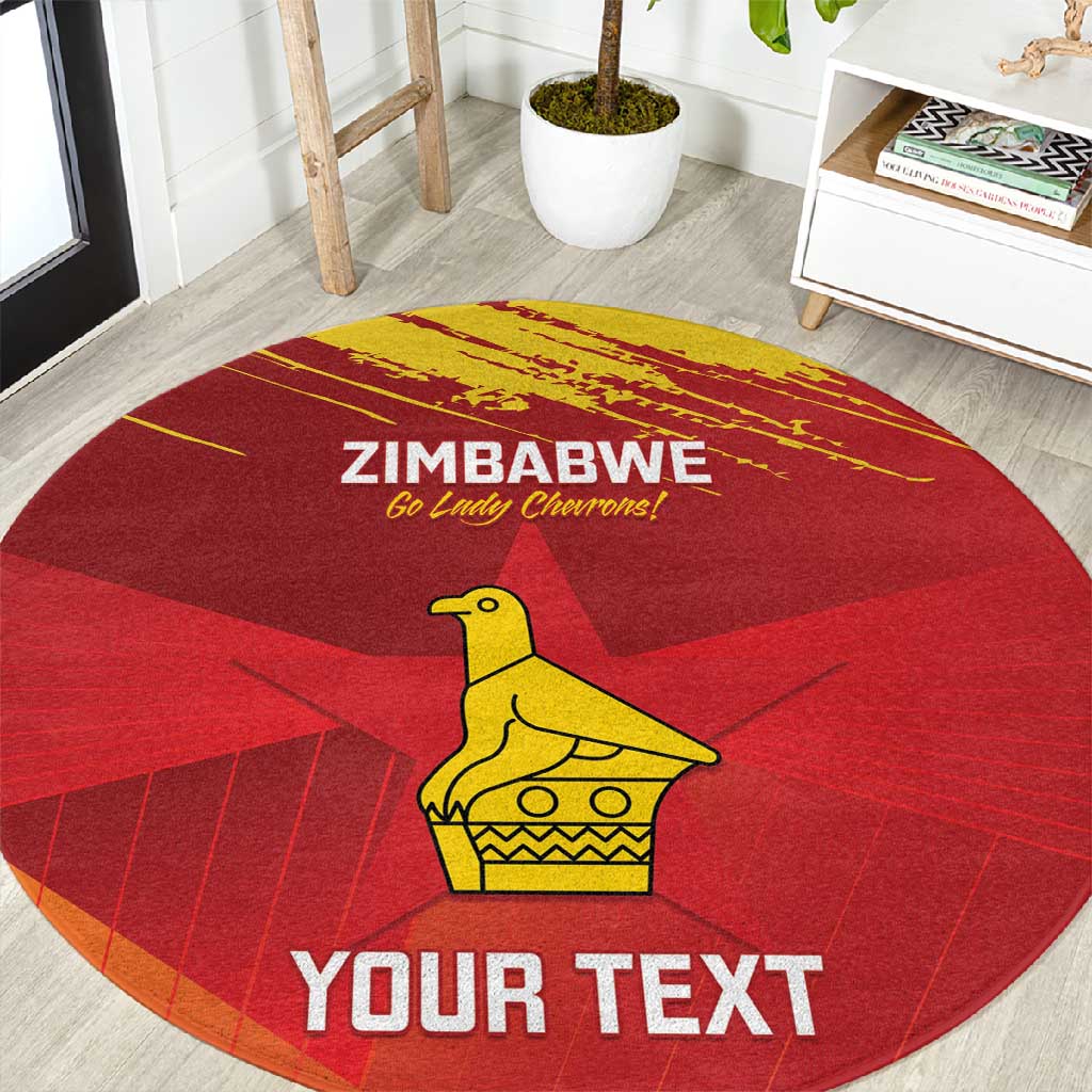 Custom Zimbabwe Cricket Round Carpet Go Lady Chevrons Grunge Style