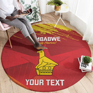 Custom Zimbabwe Cricket Round Carpet Go Lady Chevrons Grunge Style