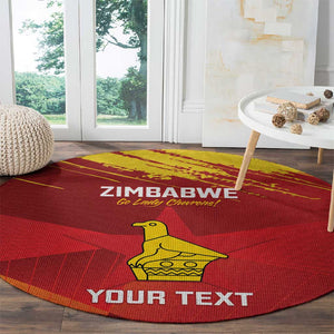 Custom Zimbabwe Cricket Round Carpet Go Lady Chevrons Grunge Style