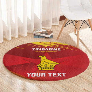 Custom Zimbabwe Cricket Round Carpet Go Lady Chevrons Grunge Style