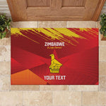 Custom Zimbabwe Cricket Rubber Doormat Go Lady Chevrons Grunge Style