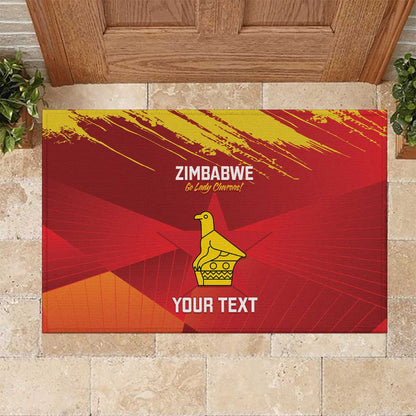 Custom Zimbabwe Cricket Rubber Doormat Go Lady Chevrons Grunge Style