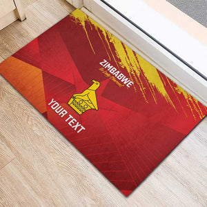 Custom Zimbabwe Cricket Rubber Doormat Go Lady Chevrons Grunge Style