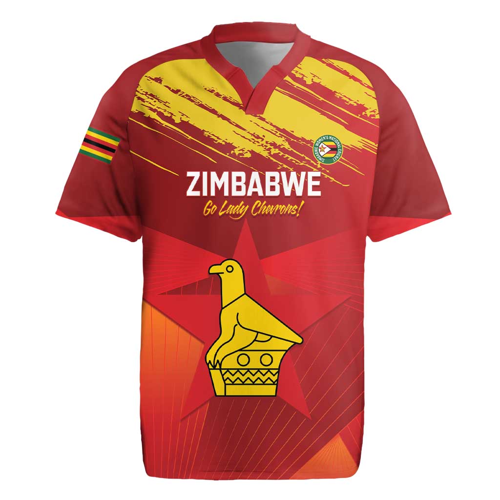 Custom Zimbabwe Cricket Rugby Jersey Go Lady Chevrons Grunge Style