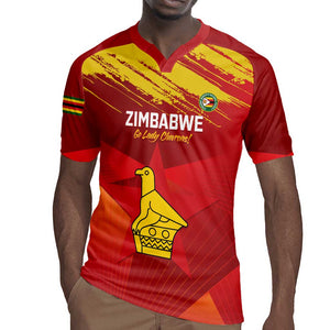 Custom Zimbabwe Cricket Rugby Jersey Go Lady Chevrons Grunge Style