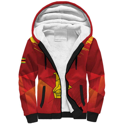 Custom Zimbabwe Cricket Sherpa Hoodie Go Lady Chevrons Grunge Style