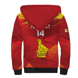 Custom Zimbabwe Cricket Sherpa Hoodie Go Lady Chevrons Grunge Style