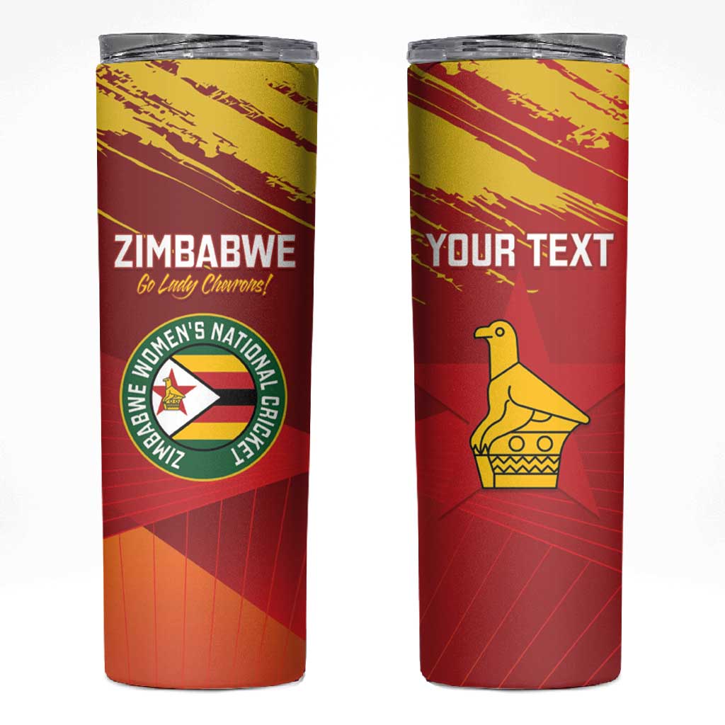 Custom Zimbabwe Cricket Skinny Tumbler Go Lady Chevrons Grunge Style