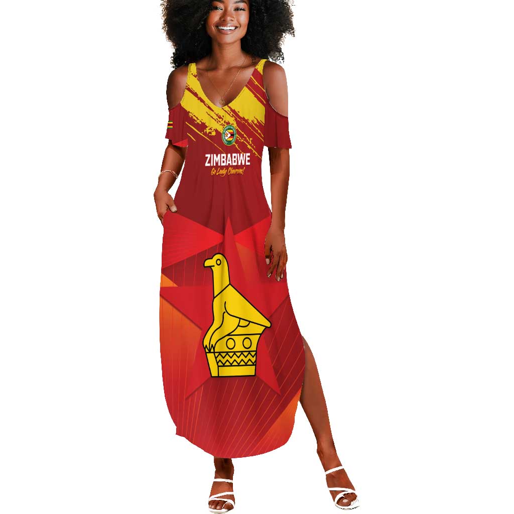 Custom Zimbabwe Cricket Summer Maxi Dress Go Lady Chevrons Grunge Style