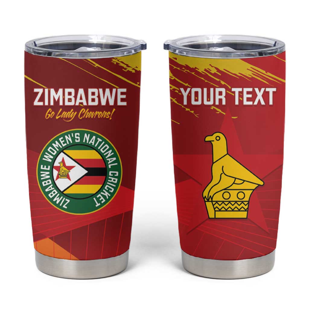 Custom Zimbabwe Cricket Tumbler Cup Go Lady Chevrons Grunge Style