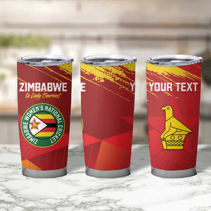 Custom Zimbabwe Cricket Tumbler Cup Go Lady Chevrons Grunge Style