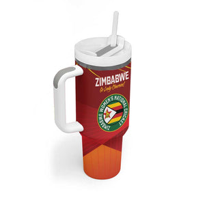 Custom Zimbabwe Cricket Tumbler With Handle Go Lady Chevrons Grunge Style