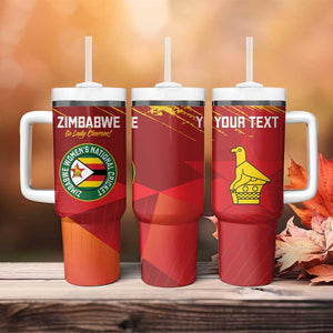 Custom Zimbabwe Cricket Tumbler With Handle Go Lady Chevrons Grunge Style