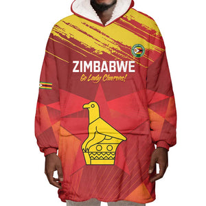 Custom Zimbabwe Cricket Wearable Blanket Hoodie Go Lady Chevrons Grunge Style