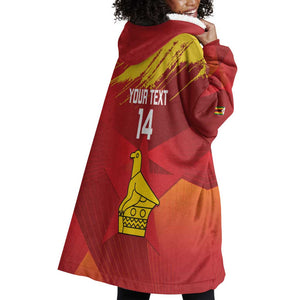 Custom Zimbabwe Cricket Wearable Blanket Hoodie Go Lady Chevrons Grunge Style