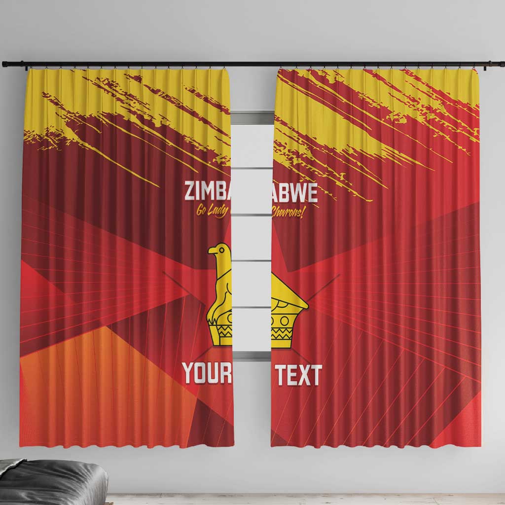 Custom Zimbabwe Cricket Window Curtain Go Lady Chevrons Grunge Style