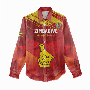 Custom Zimbabwe Cricket Women Casual Shirt Go Lady Chevrons Grunge Style