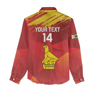 Custom Zimbabwe Cricket Women Casual Shirt Go Lady Chevrons Grunge Style