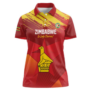 Custom Zimbabwe Cricket Women Polo Shirt Go Lady Chevrons Grunge Style