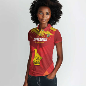 Custom Zimbabwe Cricket Women Polo Shirt Go Lady Chevrons Grunge Style