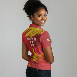 Custom Zimbabwe Cricket Women Polo Shirt Go Lady Chevrons Grunge Style