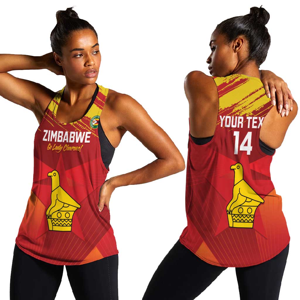 Custom Zimbabwe Cricket Women Racerback Tank Go Lady Chevrons Grunge Style