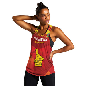 Custom Zimbabwe Cricket Women Racerback Tank Go Lady Chevrons Grunge Style